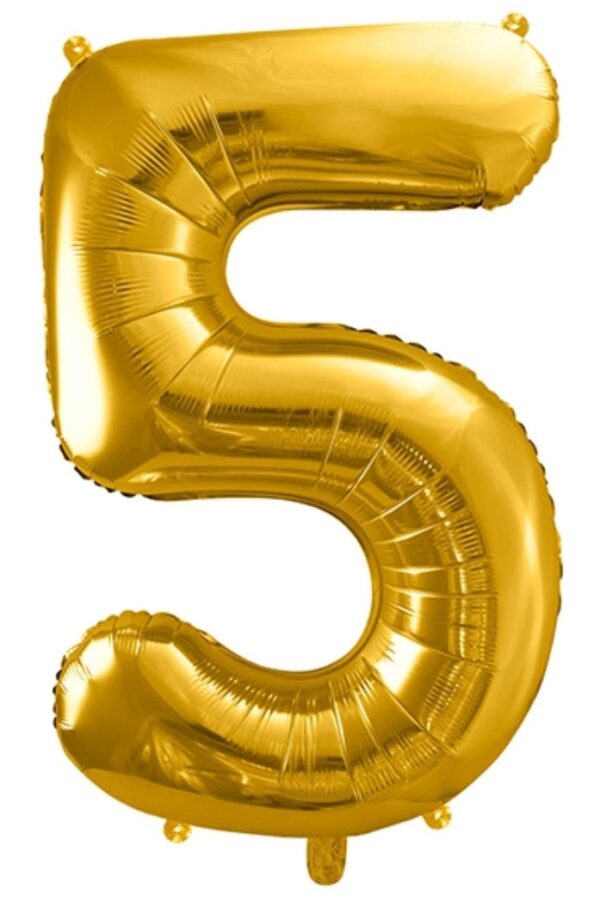 Sifferballong 5, guld, 86 cm