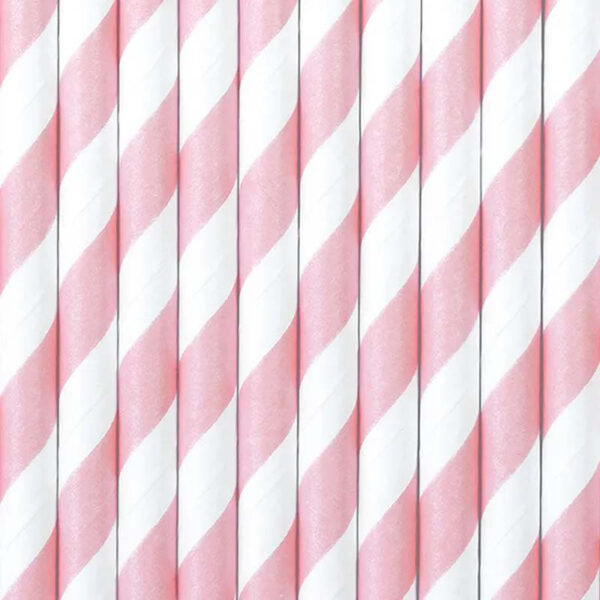 Papperssugrör randig rosa/vit - PartyDeco