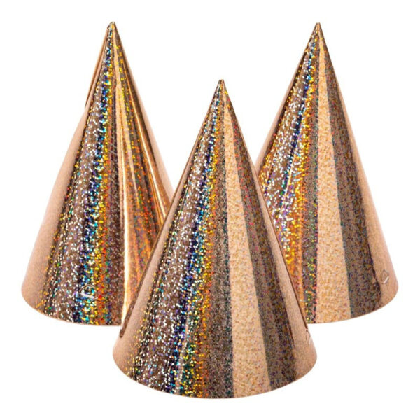 Partyhattar holografisk Roséguld, 6-pack