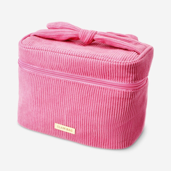 Kosmetisk väska i rosa sammet - 20 cm