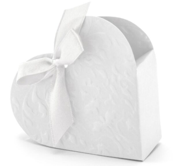 Presentaskar Hjärta, vit, 10 stycken - PartyDeco