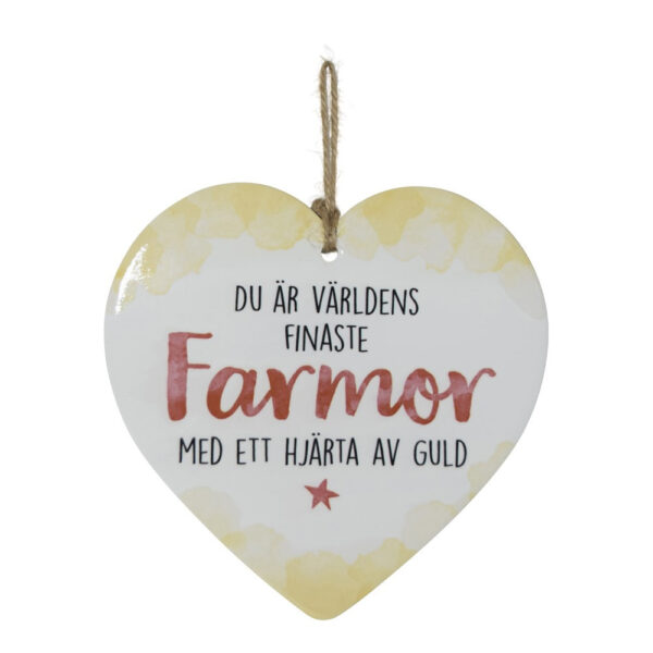 Presentskylt i porslin till farmor