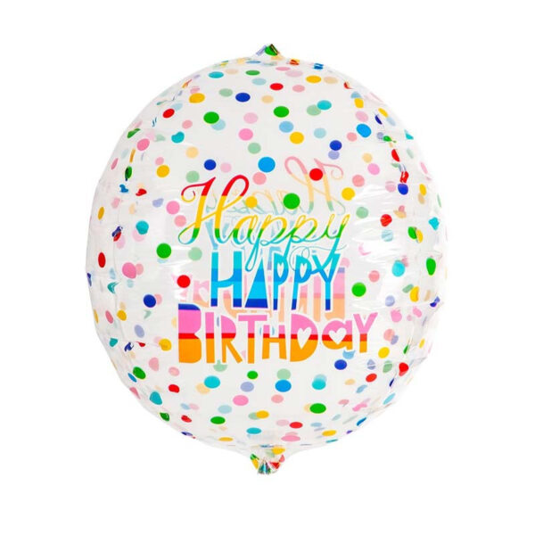 Rund folieballong Happy Birthday