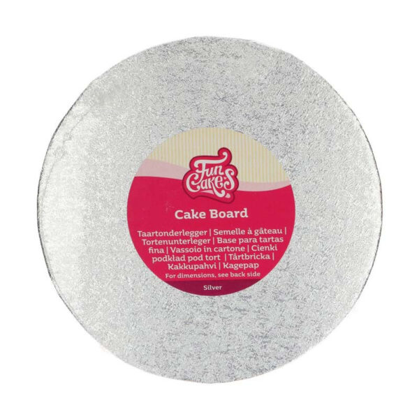 Rund tårtbricka 20 cm, silver - FunCakes