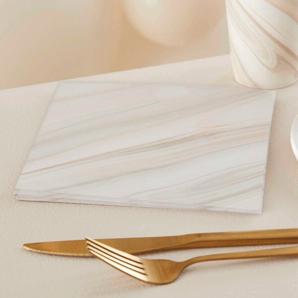 Servetter marmor, beige 16-pack