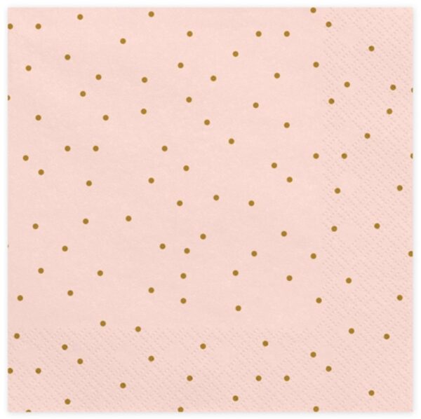Servetter rosa med guldprickar - PartyDeco