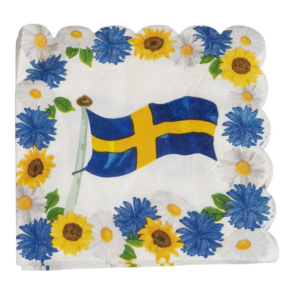 Servetter svenska blommor 33 cm, 16-pack