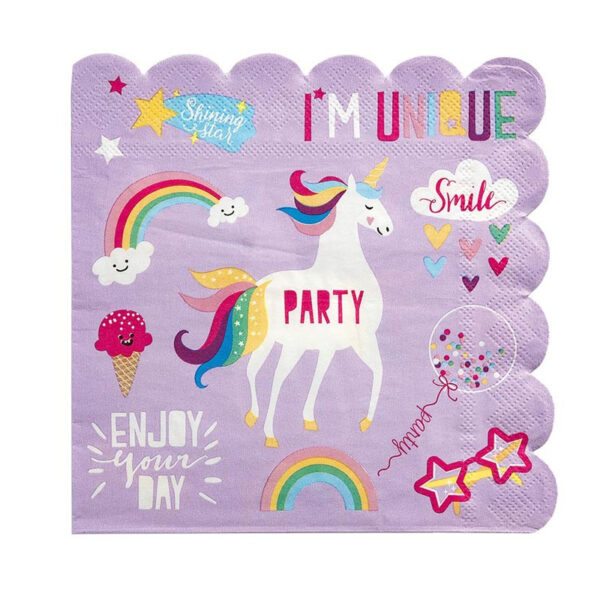 Servetter unicorn 33 cm, 16-pack