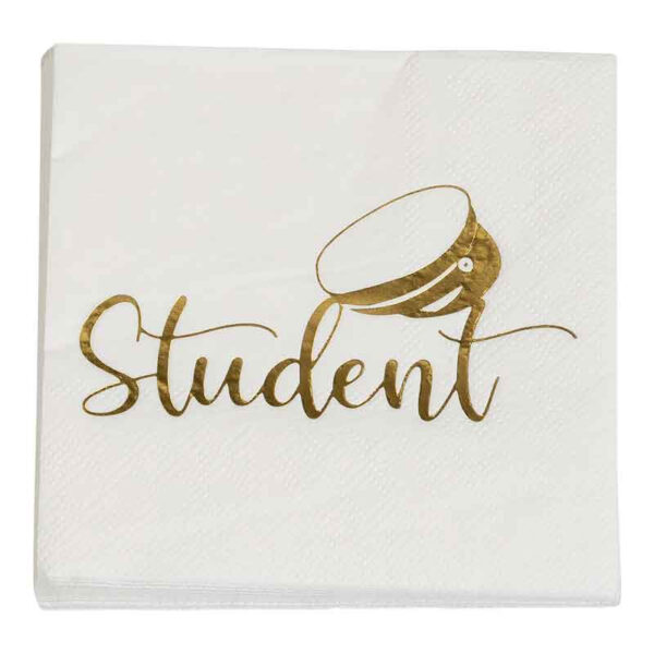 Servetter Student, vit & guld