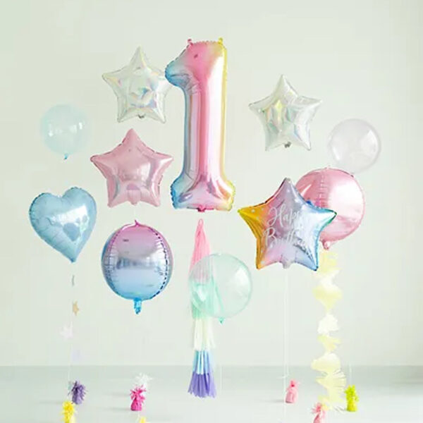 Sifferballong 1, Skimrande Pastell, 86 cm - PartyDeco