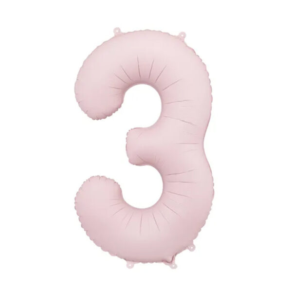 Sifferballong 3, Ljusrosa, 86 cm - PartyDeco