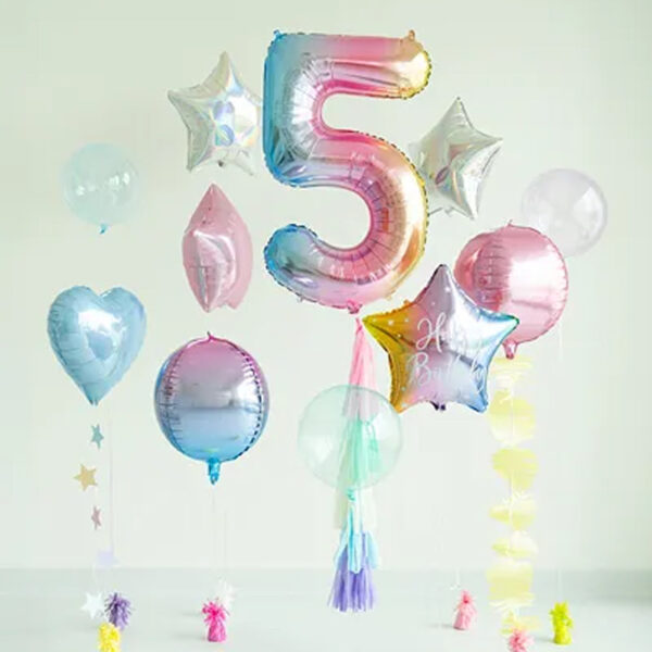 Sifferballong 5, Skimrande Pastell, 86 cm - PartyDeco