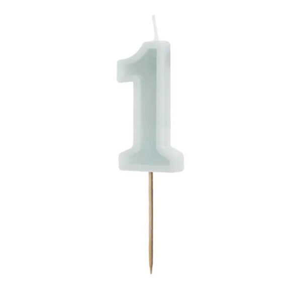 Sifferljus till tårta 1, mint - PartyDeco