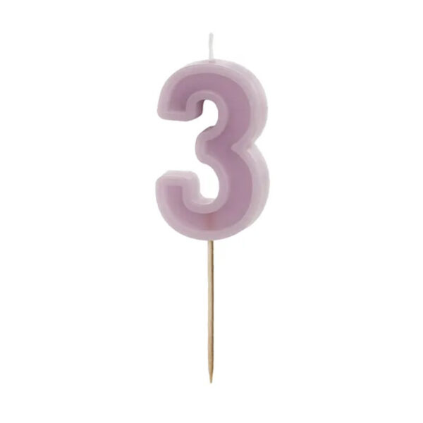 Sifferljus till tårta 3, lila - PartyDeco