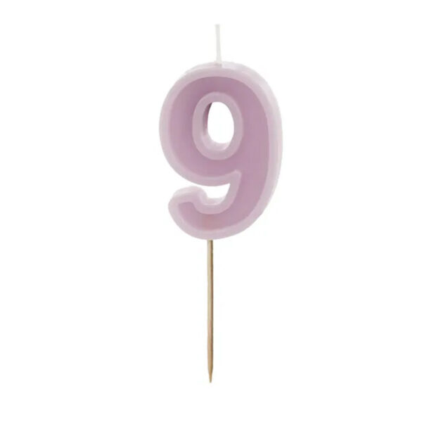 Sifferljus till tårta 9, lila - PartyDeco