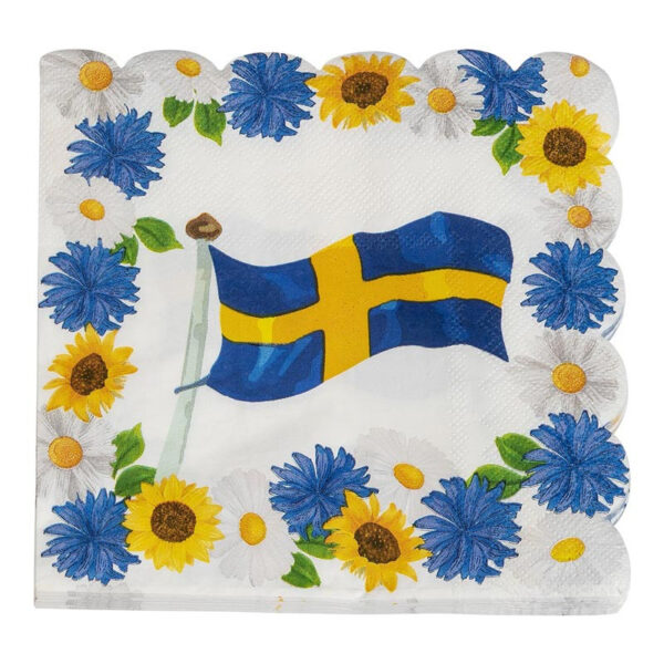 Små servetter svenska blommor 25 cm, 16-pack