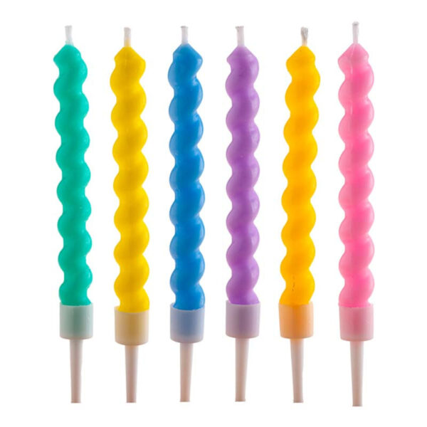 Snurrade tårtljus Pastell Mix, 10 cm - Dekora