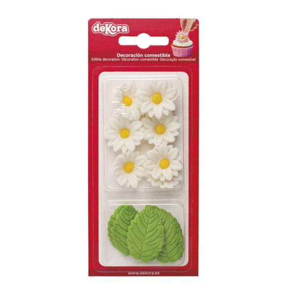 Sockerdekorationer vita blommor och blad, 13 st