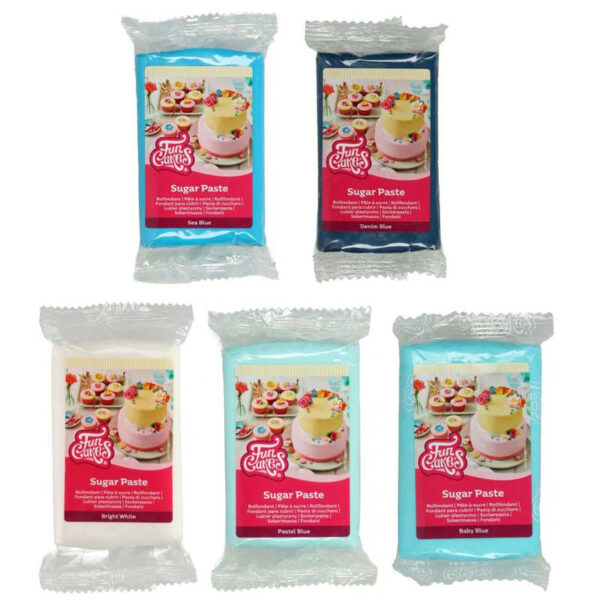Sockerpasta 5-pack, blå nyanser - FunCakes