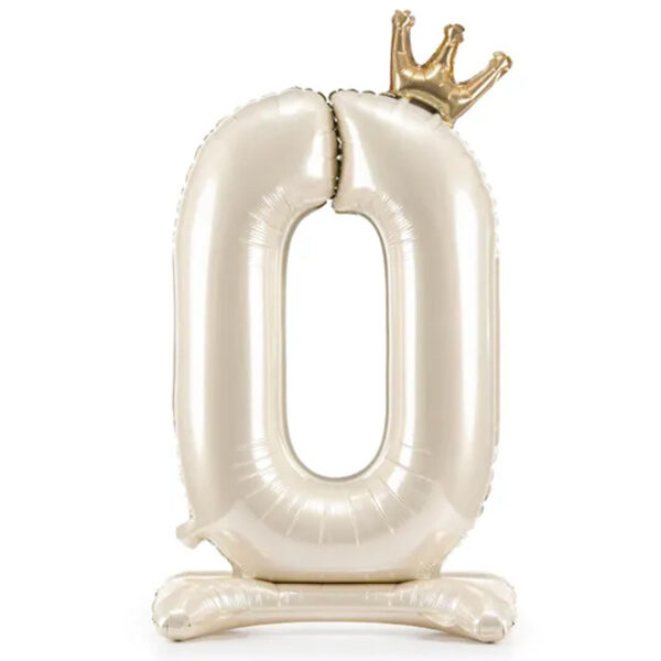 Stående sifferballong 0, beige, 84 cm