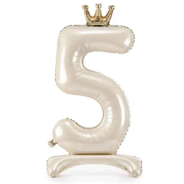 Stående sifferballong 5, beige, 84 cm