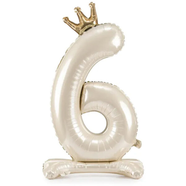 Stående sifferballong 6, beige, 84 cm