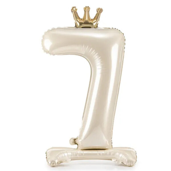 Stående sifferballong 7, beige, 84 cm
