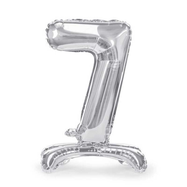 Stående sifferballong 7, silver, 70 cm