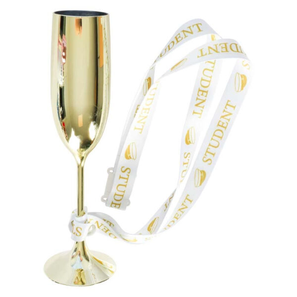Student champagneglas med band, guld