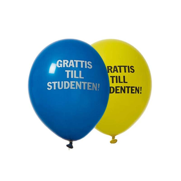 Studentballonger, gul & blå, 8-pack