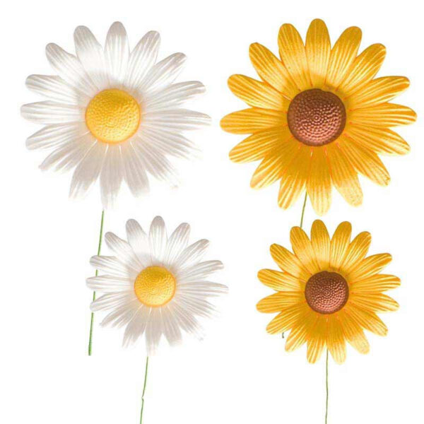 Tårtdekoration Daisy, Gul och Vit