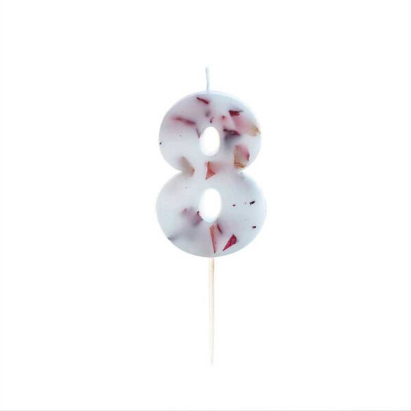 Tårtljus pressade blomblad, sifferljus 8