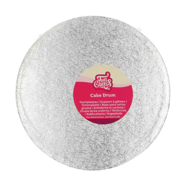 Tjock rund tårtbricka Ø25 cm, silver - FunCakes