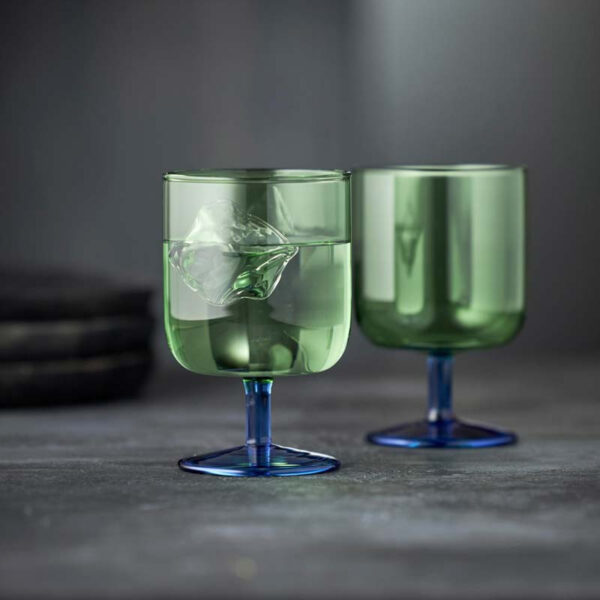 Vinglas Torino 30 cl, Grön/Blå, 2-pack - Lyngby Glas