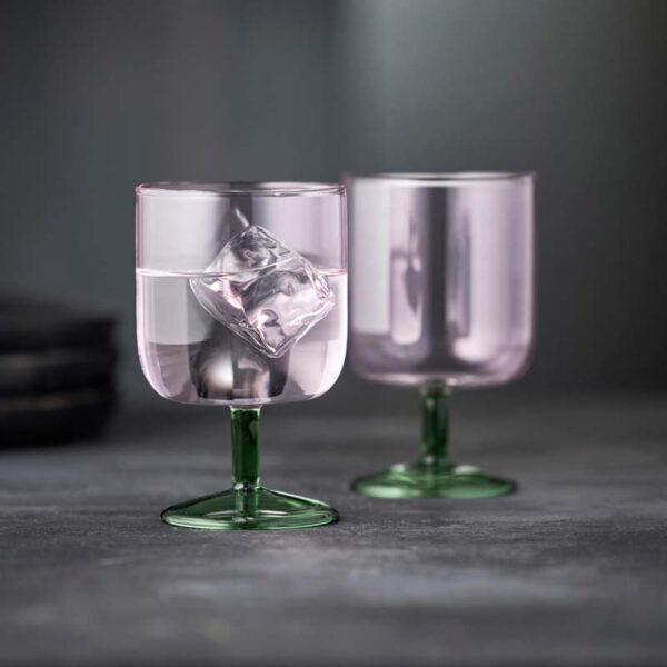Torino Vinglas, Rosa/Grön, 2-pack, 30 cl - Lyngby Glas