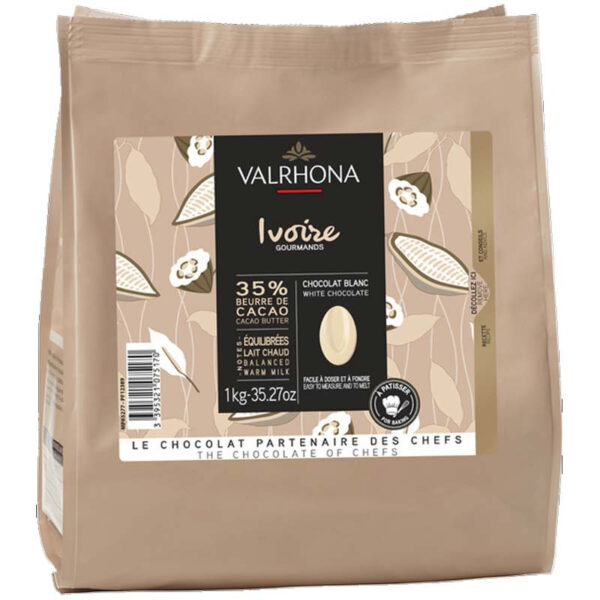 Choklad Ivoire 35%, vit, 1 kg - Valrhona