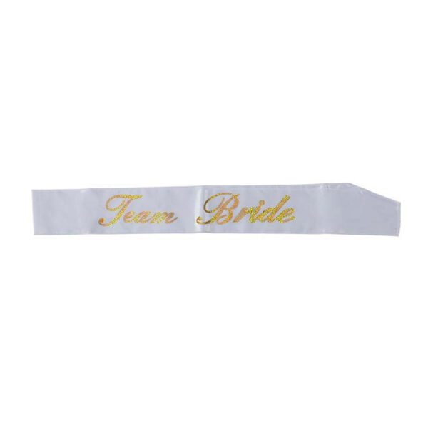 Vitt ordensband, sash "Team Bride"