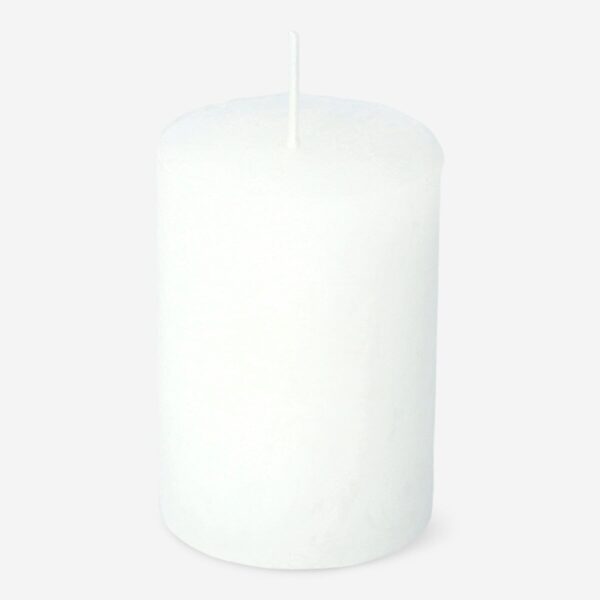 Vitt rustikt pelarljus - 8 cm