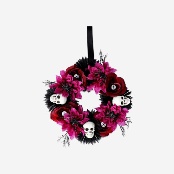 Krans med blommor och skallar - 20 cm