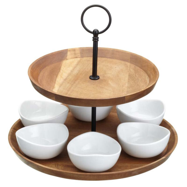 Serveringsfat med skålar, akacia - Artesà