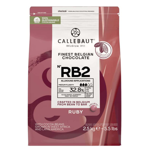 Belgisk Rosa Choklad Ruby RB2, 2,5 kg - Callebaut