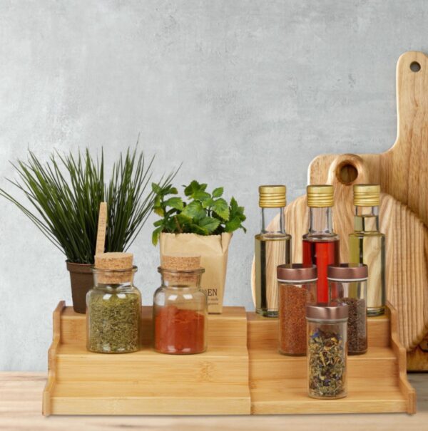 Trappstegshylla i 3 plan, Utdragbar, STRETCH BAMBOO RACK, 31 till 50 c