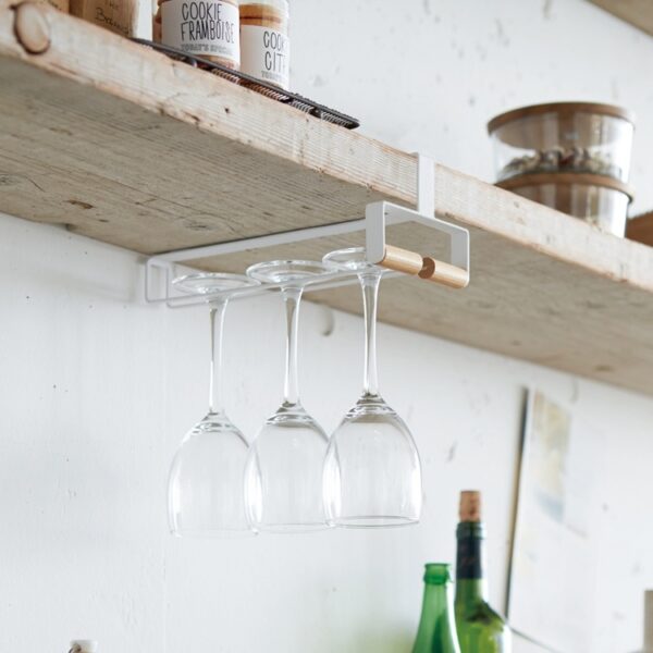 Under hylla vinglas hängare, TOSCA WINE GLASS HANGER, Yamazaki, Vit