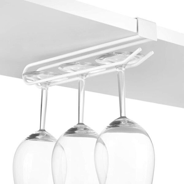 Under hylla, Mugg / Vinglas hängare, COLGADOR PARA TAZAS, Metall, Vit