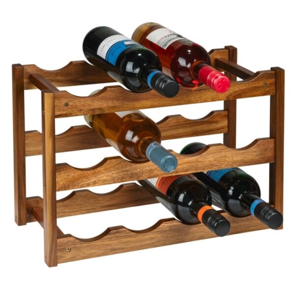 Vinställ i Akacia, för 12 flaskor, FONDI, 42 x 21 x H28 cm, brun