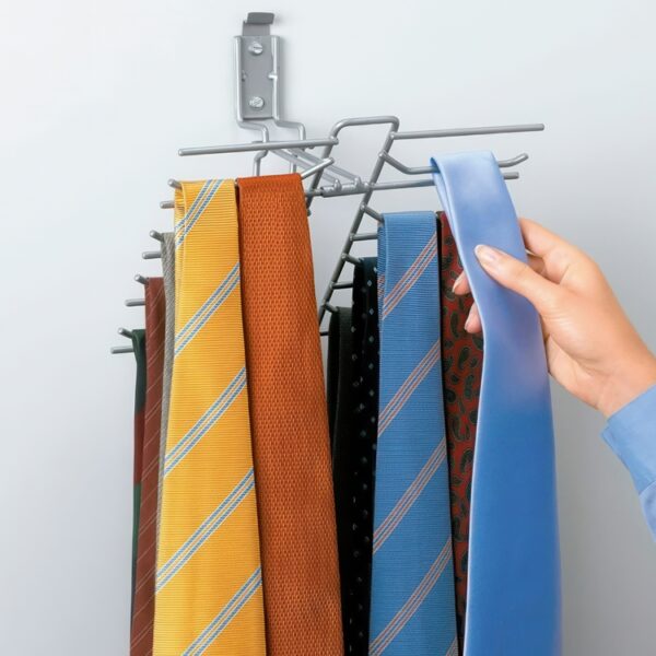 Vägghängd Hållare för 30 Slipsar / Skärp, TIE & BELT RACK, Silver