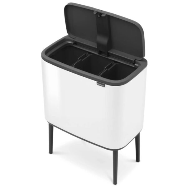 Återvinningsstation på ben med 3 fack, Brabantia, Vit